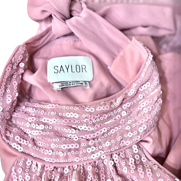 NWOT SAYLOR Audie Sequin Halter Maxi Dress In Pink - Picture 8 of 8